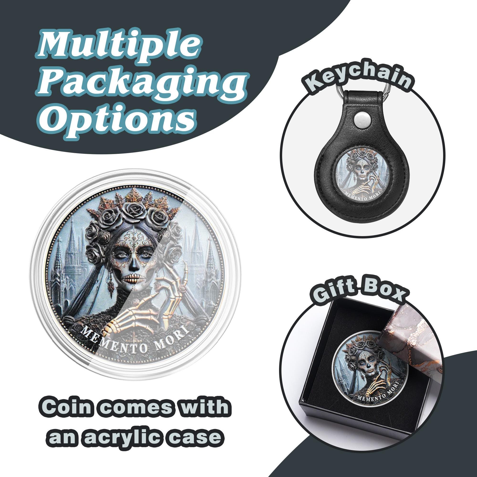 Gothic Queen Skull Memento Mori Coin Antique Silver Amor Fati Medallion ...