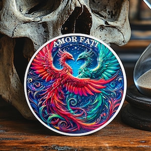 Amor Fati Coin Motivational Chip, Dancing with the Phoenix Challenge Pocket Token Novelty Stoic Coin Encouragement Gift for Men Women Kids