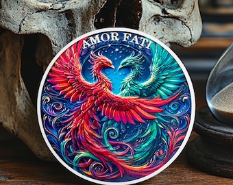Amor Fati Münze tanzender Phoenix, Philosoph Medaillon stoisches Geschenk
