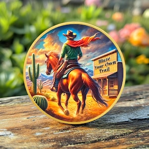 Sobriety Coin Purposeful Cowboy, One Day at A Time AA Pocket Token Narcotics Alcoholics Anonymous Celebrate Recovery Gift for Men Women