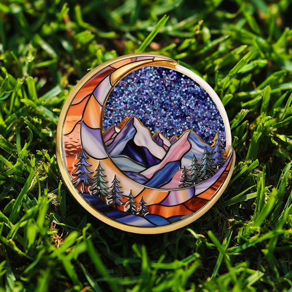 Quicksand Sobriety Coin AA Medallion, Moon Mountain Recovery Gift