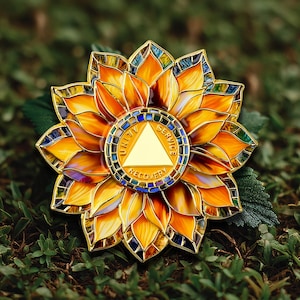 1-99 Years Sobriety Coin with Sunflower Design, Alcoholics Anonymous Token Inspirational Recovery Milestone Gift for Men Women