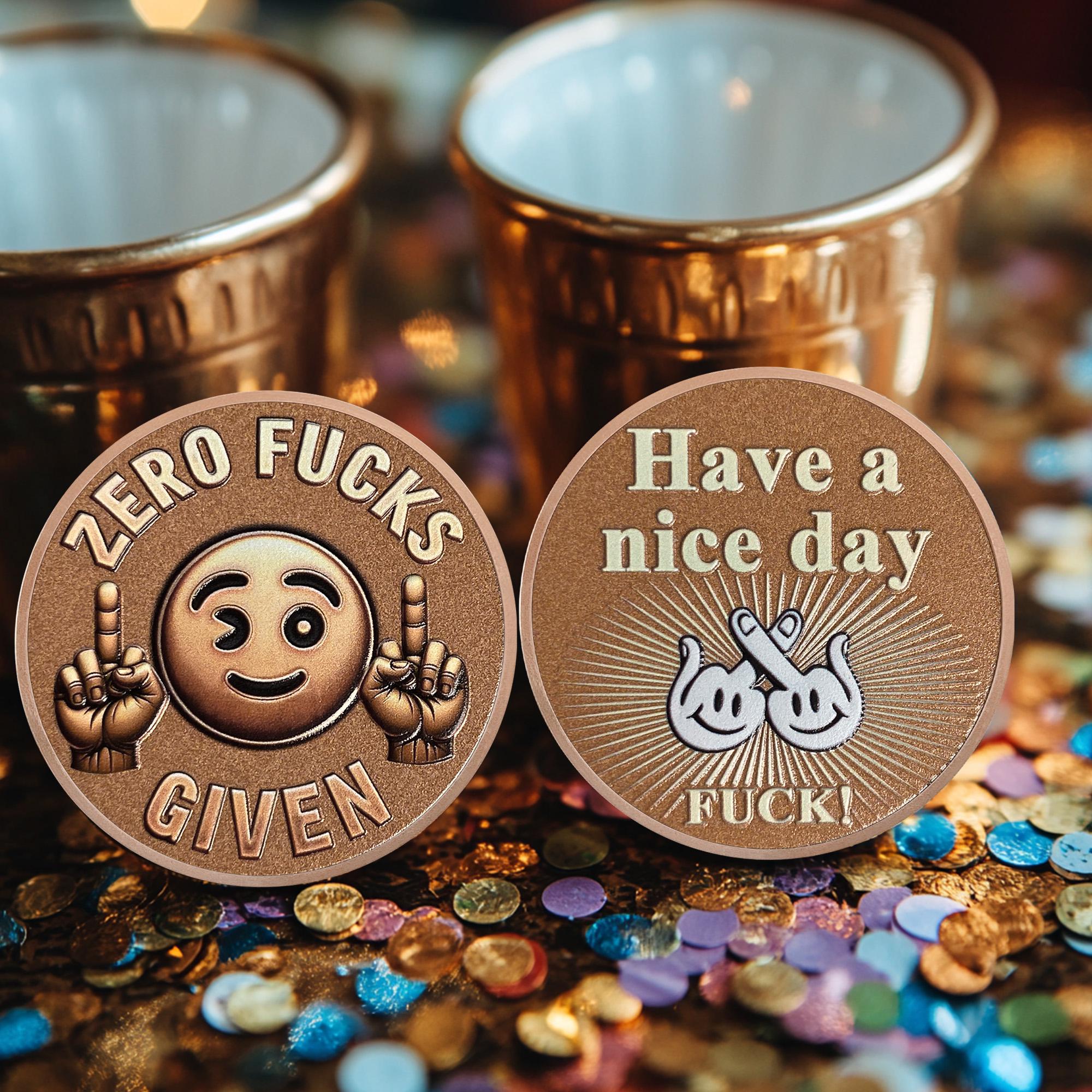 Zero Fucks Given Brass Coin, Funny Middle Finger Token - Etsy