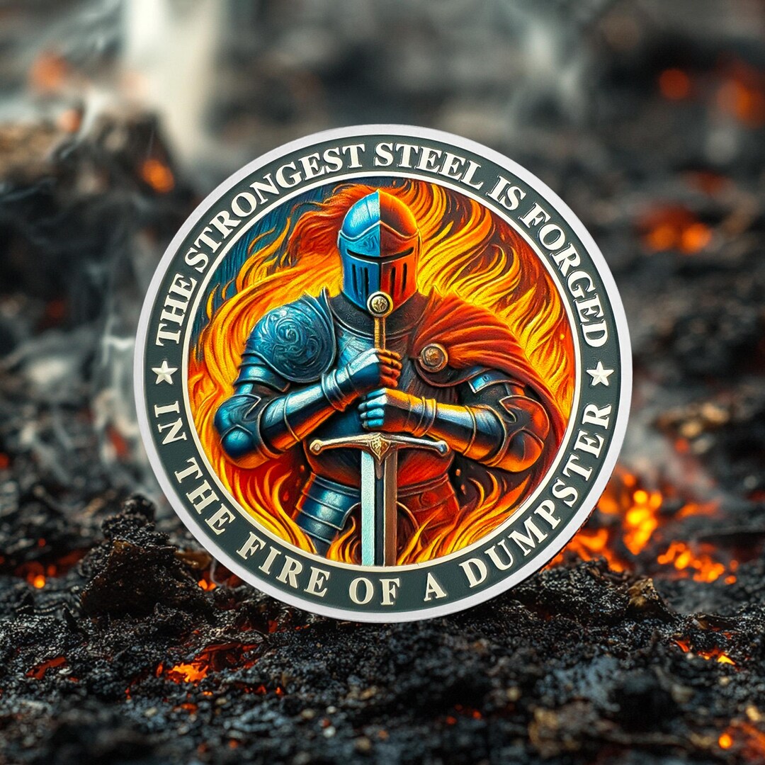 Trash Dumpster Skull Dumpster Fire Challenge Coin - The Strongest Steel Is Forged Staff Appreciation Gifts Bulk