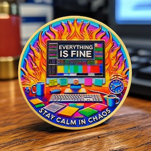 Dumpster Fire Challenge Coin Working Flame, Motivational Desk Accessories Novelty Challenge Coin Inspirational Gift for Men Women Coworker