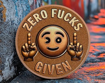 Zero Fucks Given Brass Coin, Funny Middle Finger Token - Etsy