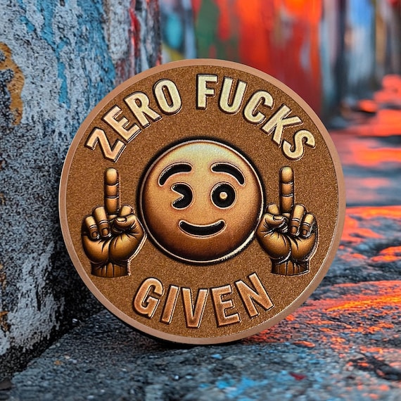Zero Fucks Given Brass Coin, Funny Middle Finger Token - Etsy