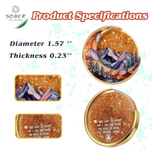 Quicksand Sobriety Coin AA Medallion, Moon Mountain Recovery Gift image 7
