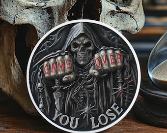 Memento Mori Coin Game Over Skull, Stoic Chip Reflection Gift