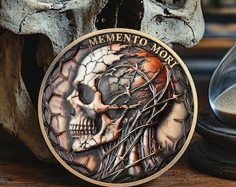 Memento Mori Skull Challenge Coin, Daily Practice Chip Stoic Gift