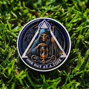 Custom 1-99 Years AA Medallion, The Sober Skull Recovery Milestone Chip Sobriety Gift