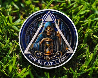 Medallón AA personalizado de 1 a 99 años, chip de recuperación de cráneo, regalo de sobriedad, un día a la vez