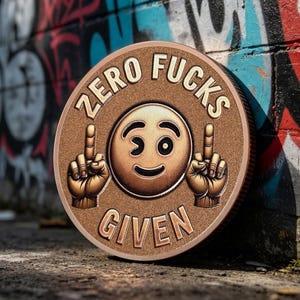 Zero Fucks Given Brass Coin, Funny Middle Finger Token - Etsy