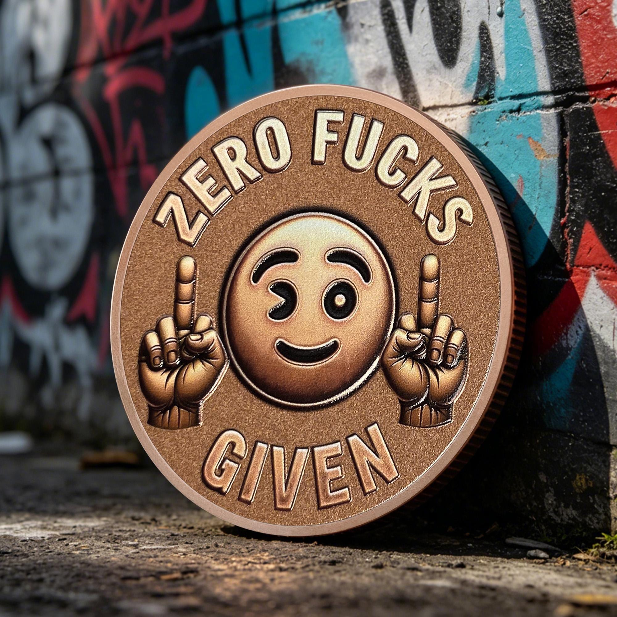 Zero Fucks Given Brass Coin, Funny Middle Finger Token - Etsy