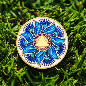 1-99 Years Customized Sobriety Coin, Mandala Addiction Recovery Medallion Anniversary Milestone Chip Celebrate NA AA Gift for Men Women