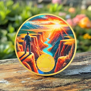 Customized Coin 1-99 Years Sunrise Over the Canyon, Sobriety Memorial Medal Celebrate Recovery Milestones Gift for Men Women