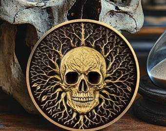 Memento Mori Skull Coin, Symbol of Life and Death Stoicism Gift