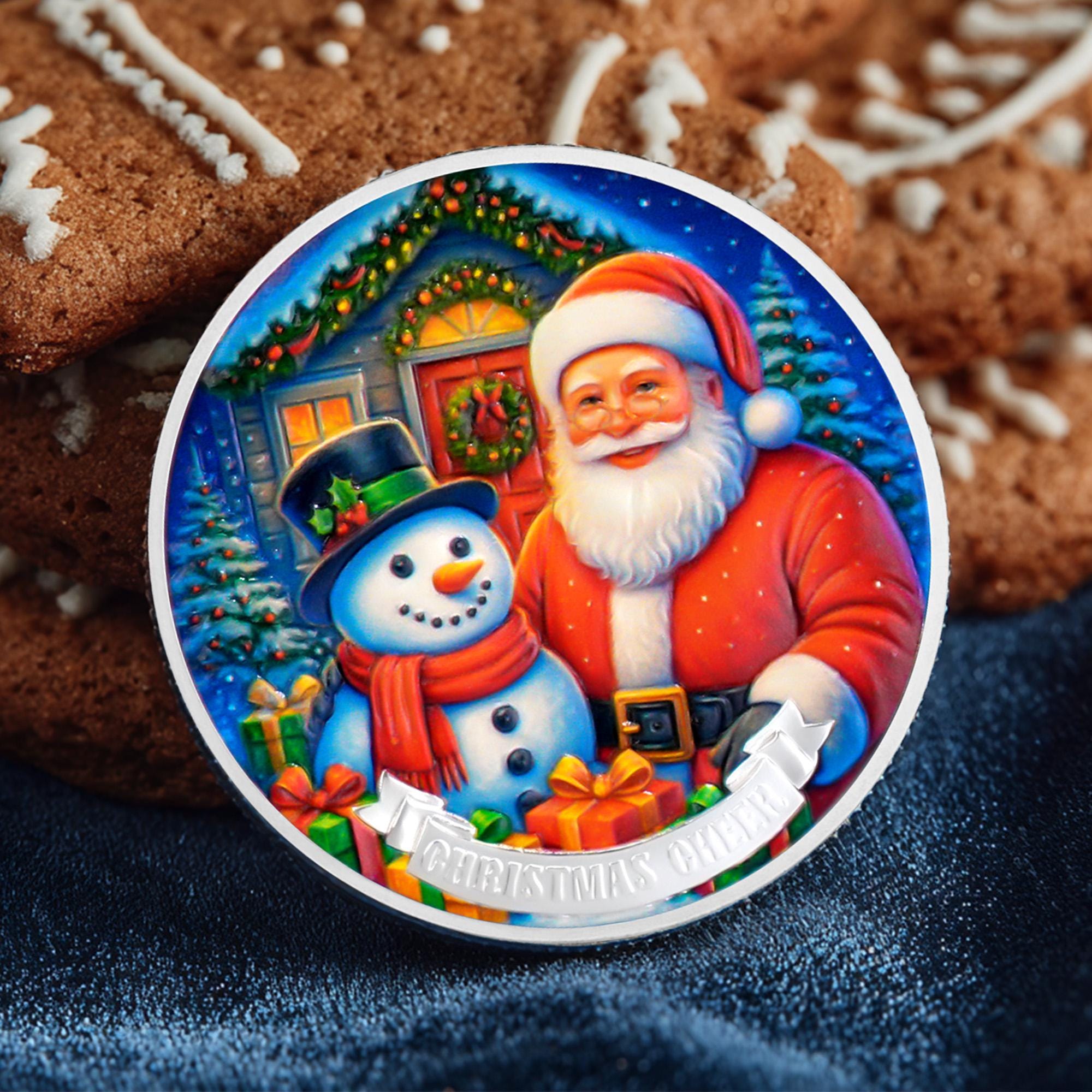 クリスマス記念コイン：サンタと雪だるまのホリデー記念品 - Etsy 日本