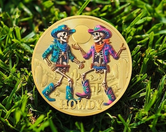 Customizable 1-99 Years NA AA Coin, Cowboy Skull Sober Gift