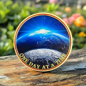 AA Sobriety Coin Earth in the Universe, Alcoholics Anonymous Medallion Recovery Chip Inspirational Sober Living Keepsake Gift for Men Women