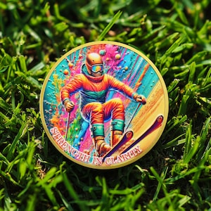 1-99 Years Skiing AA Sobriety Coin, Strength in Clarity Alcoholics Anonymous Gift