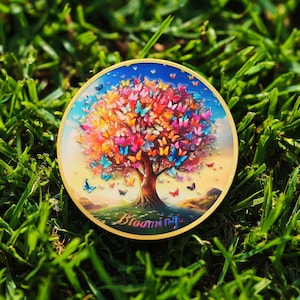 Sobriety Coin Colorful Butterfly Tree of Life, AA Chip Recovery Medallion Narcotics Alcoholics Anonymous Gifts for Men Women