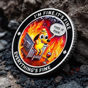 Dumpster Fire Challenge Coin, Funny Motivational Gift for Coworker
