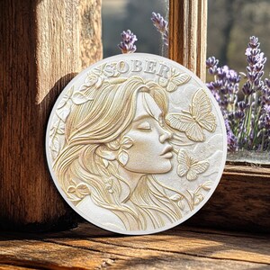 AA NA Coin Sober Woman, Sobriety Chip Recovery Addiction Medallion Celebrate Narcotics Alcoholics Anonymous Gift for Men Women