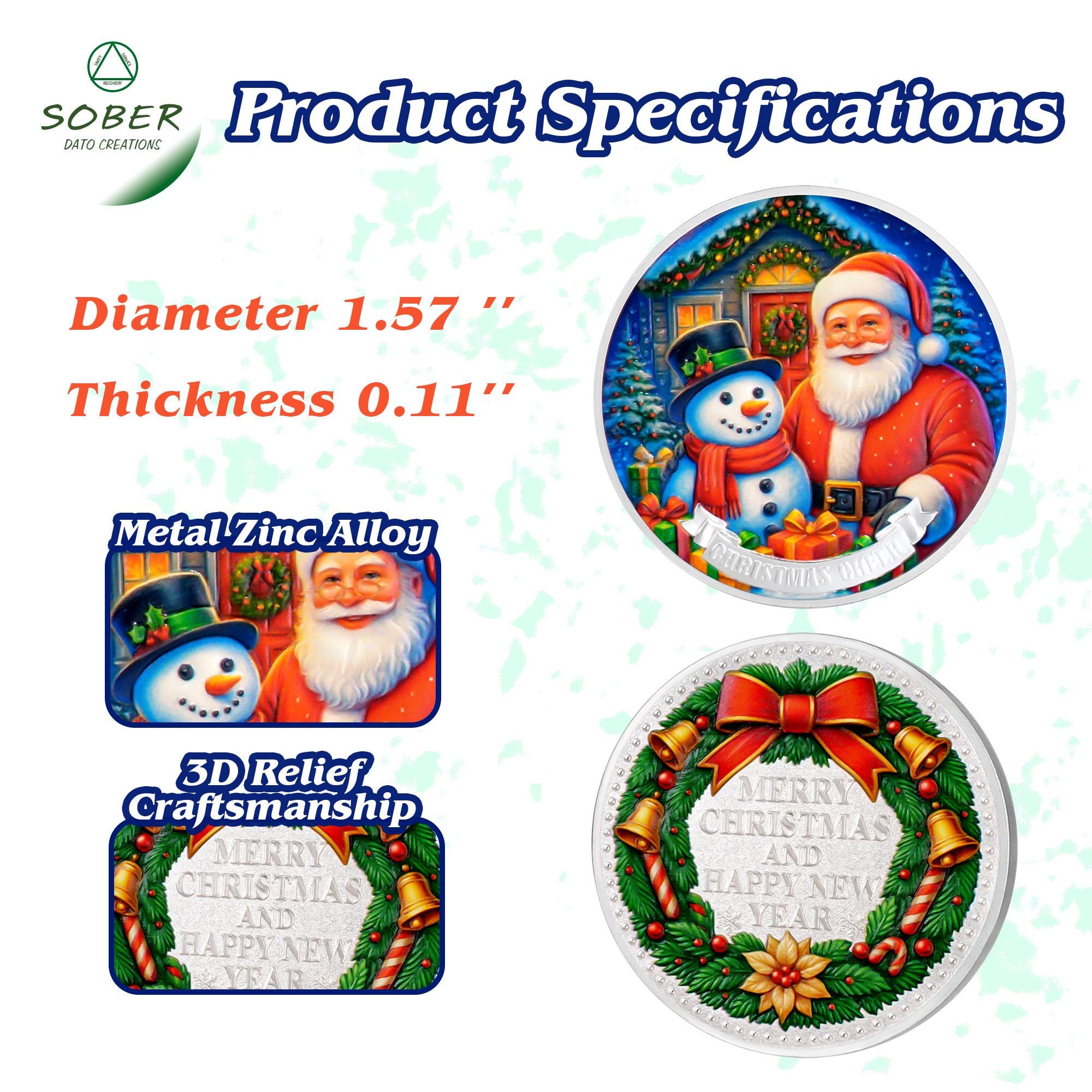 クリスマス記念コイン：サンタと雪だるまのホリデー記念品 - Etsy 日本