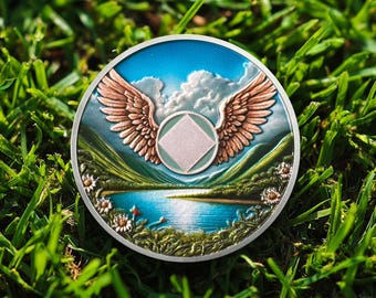 Medallón personalizado de sobriedad con alas voladoras de 1 a 99 años, regalo grabado de recuperación de NA