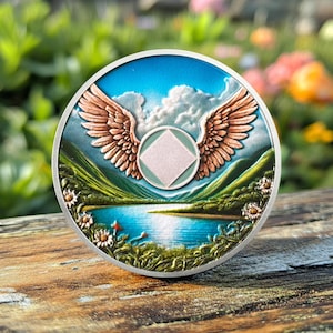 Customized 1-30 Years Flying Wings Sobriety Coin and Medallions, Personalized Engraving Time NA Chip Celebrating Recovery Gift for Men Women
