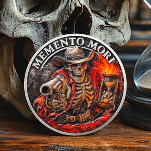 Memento Mori コイン ストイックチャレンジコイン マスケット銃兵の頭蓋骨 ノベルティ アモールファティ ポケットキャリーチップ 男性、女性、子供へのストイシズムギフトに最適