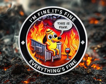 Dumpster Fire Challenge Coin Fire from the Puppy, Motivational Chip Encouragement Pocket Token Inspirational Gifts for Men Women Coworker