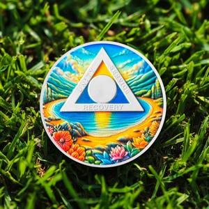 1-99 Years Customized Sobriety Coin Lake of Life, NA AA Anniversary Chip Medallion Token Alcoholics Anonymous Sobriety Gift for Men Women