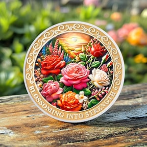 Rose Garden AA Sobriety Coin Recovery Gift, Narcotics Anonymous Medallion
