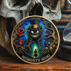 Memento Mori-mynt, Spökkattmotivationstoken EDC-utmaningsmynt Stoisk gåva