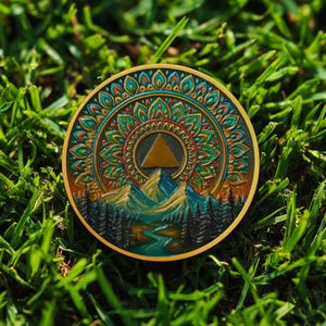 1-99 Years AA Sobriety Coin, Valley Mandala Serenity Prayer Chip Recovery Gift