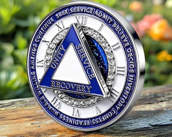 Long Sleeve Sleepwear 7 Year AA Medallion Coin - Alcoholics Anonymous Sobriety Chip In Gold & Epoxy Finish Flannel Top And Pant Set - Foto 7