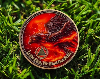 1-99 Years Phoenix Sobriety Coin, AA Chip and Medallion Recovery Gift