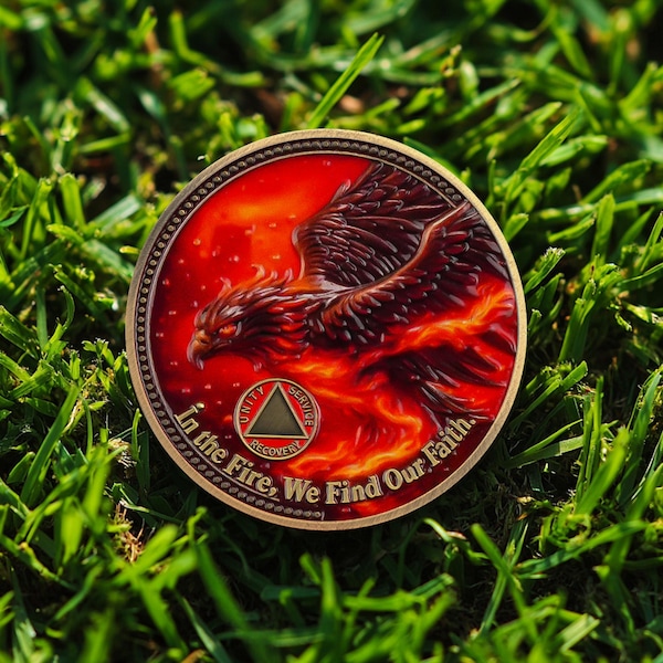 Moneda de sobriedad Phoenix de 1 a 99 años, chip AA y medallón de regalo de recuperación