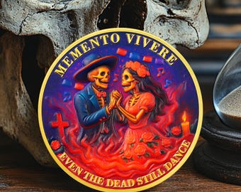 Memento Vivere Coin Mexican Folklore, Day of the Dead Memento Mori Gift
