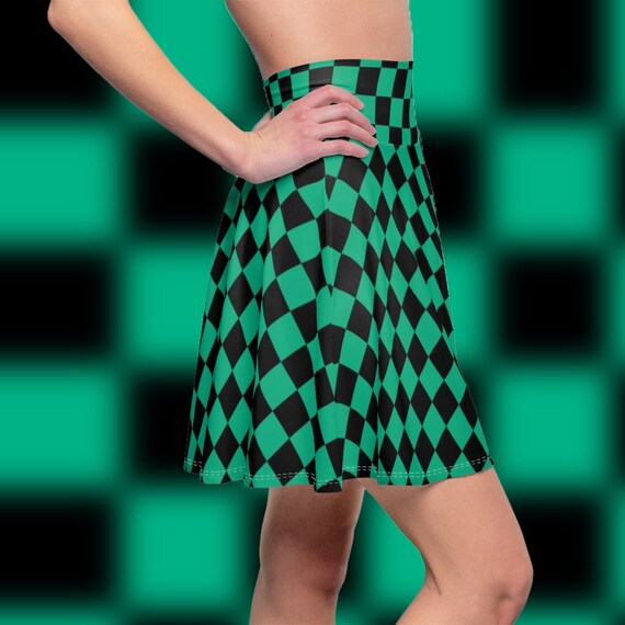 Checkered Skater Skirt Kawaii Cute Anime Japanese Pattern Etsy