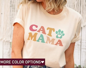 Cat Mama Shirt for Women, Funny Cat Mom TShirt for Mother's Day Gift, Funny Cat Lover T-Shirt for Cat Mom, Cute Gift for Cat Lover T Shirt