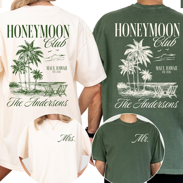 Camisa Comfort Colors® para luna de miel, camisas personalizadas para señor y señora, camisa para recién casados, camisa para recién casados, camisa para esposo y esposa