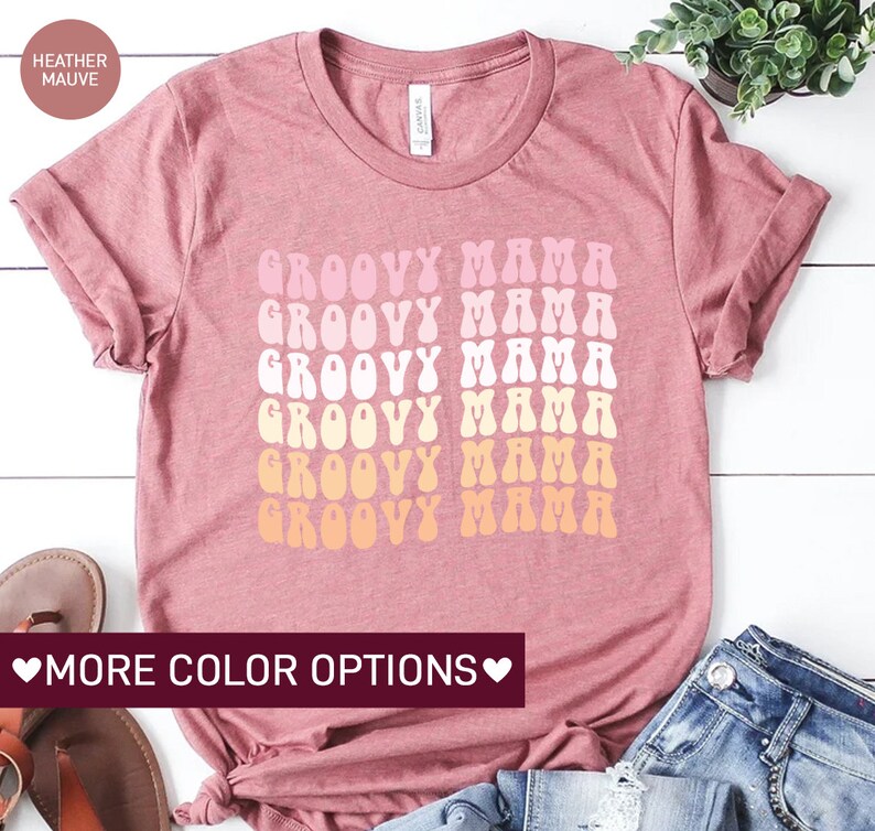 Groovy Mama Shirt for Mothers Day Gift from Daughter, Cute Mom Shirt for Mom, Retro Groovy Mama for Mom Gift for Mama, Mama Birthday Gift image 4