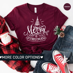 Frohe Weihnachten Shirt für Frauen, süßes Weihnachts-T-Shirt für Weihnachtsgeschenk für sie, Frohe Weihnachten-Baum-T-Shirt für XMas Holiday Party Shirt