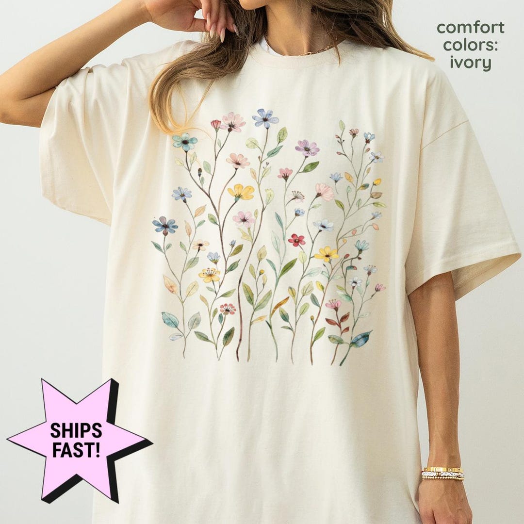 Comfort Colors® Vintage Pressed Flowers Shirt, Wildflowers Shirt, Boho ...
