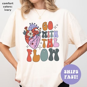 Comfort Colors® Go With The Flow Shirt, CVICU Nurse Shirt, Nurse Appreciation Gift, Cardiac Nurse Shirt, EKG Tech Gift, Shirt for Nurse