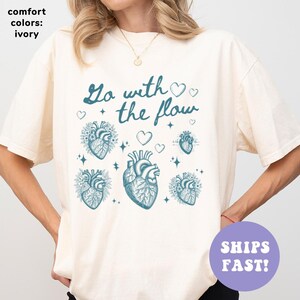 Comfort Colors® Go With The Flow Shirt, CVICU Nurse Shirt, Nurse Appreciation Gift, Cardiac Nurse Shirt, EKG Tech Gift, Shirt for Nurse