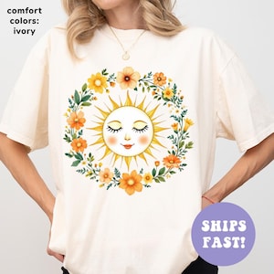 Comfort Colors® Boho Spiritual Sun Shirt, Cute Bohemian Shirt, Vintage Women Shirt, Spirituality Tshirt, Retro Floral Shirt, Gift for Her